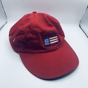 VINTAGE Ralph Lauren Hat Cap Strap Back Red Chaps Flag Logo Mens 90s